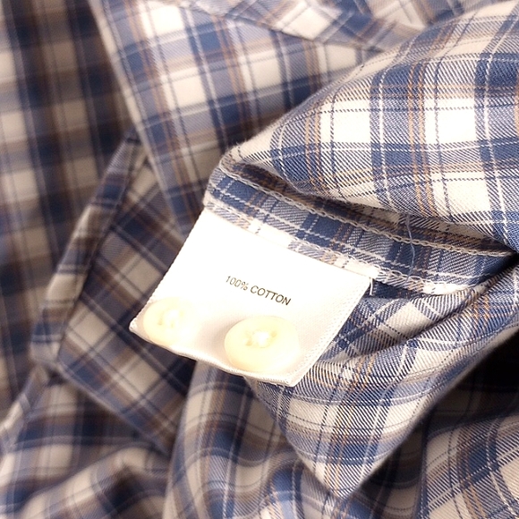 Peter Millar Men's Blue White Checkered Long Sleeve Button Down Shirt Large - Picture 9 of 9